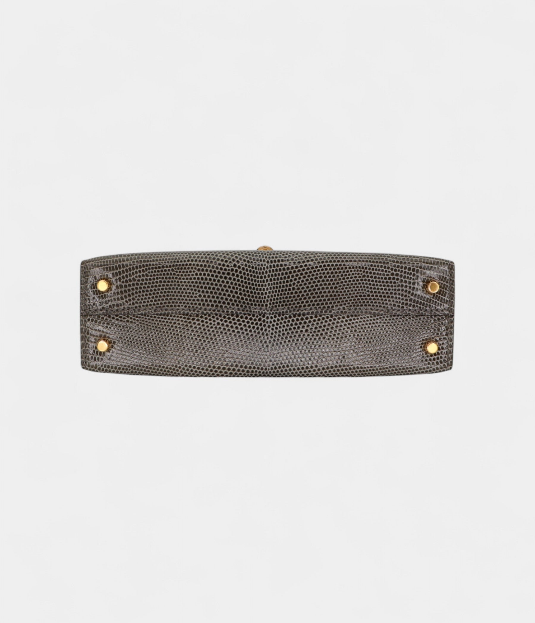 HMKelly II Sellier Mini Gris Fonce Shiny Lizard Gold Hardware