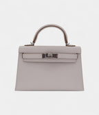 HMKelly II Sellier Mini Gris Pale Epsom Leather Palladium Hardware