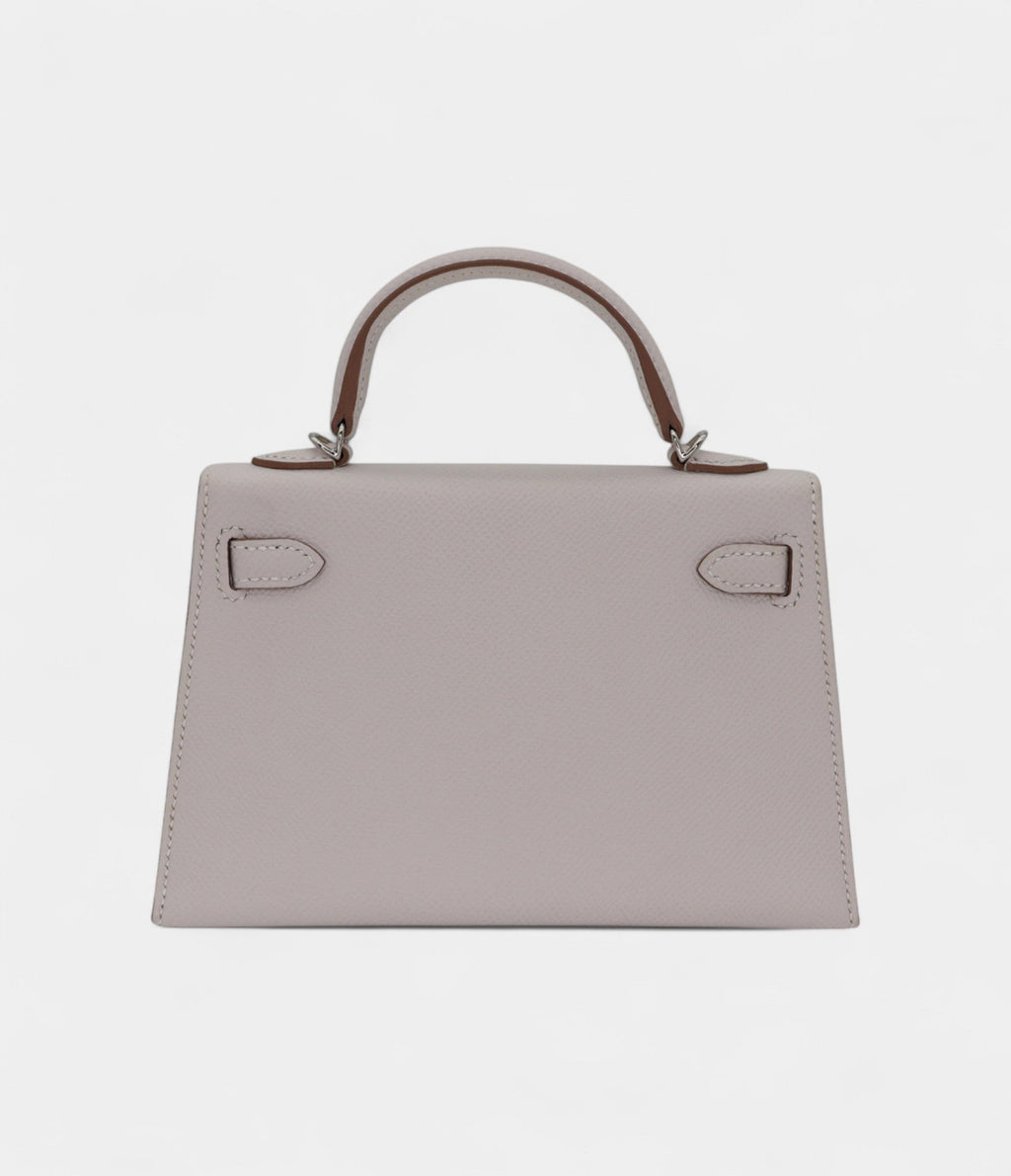 HMKelly II Sellier Mini Gris Pale Epsom Leather Palladium Hardware