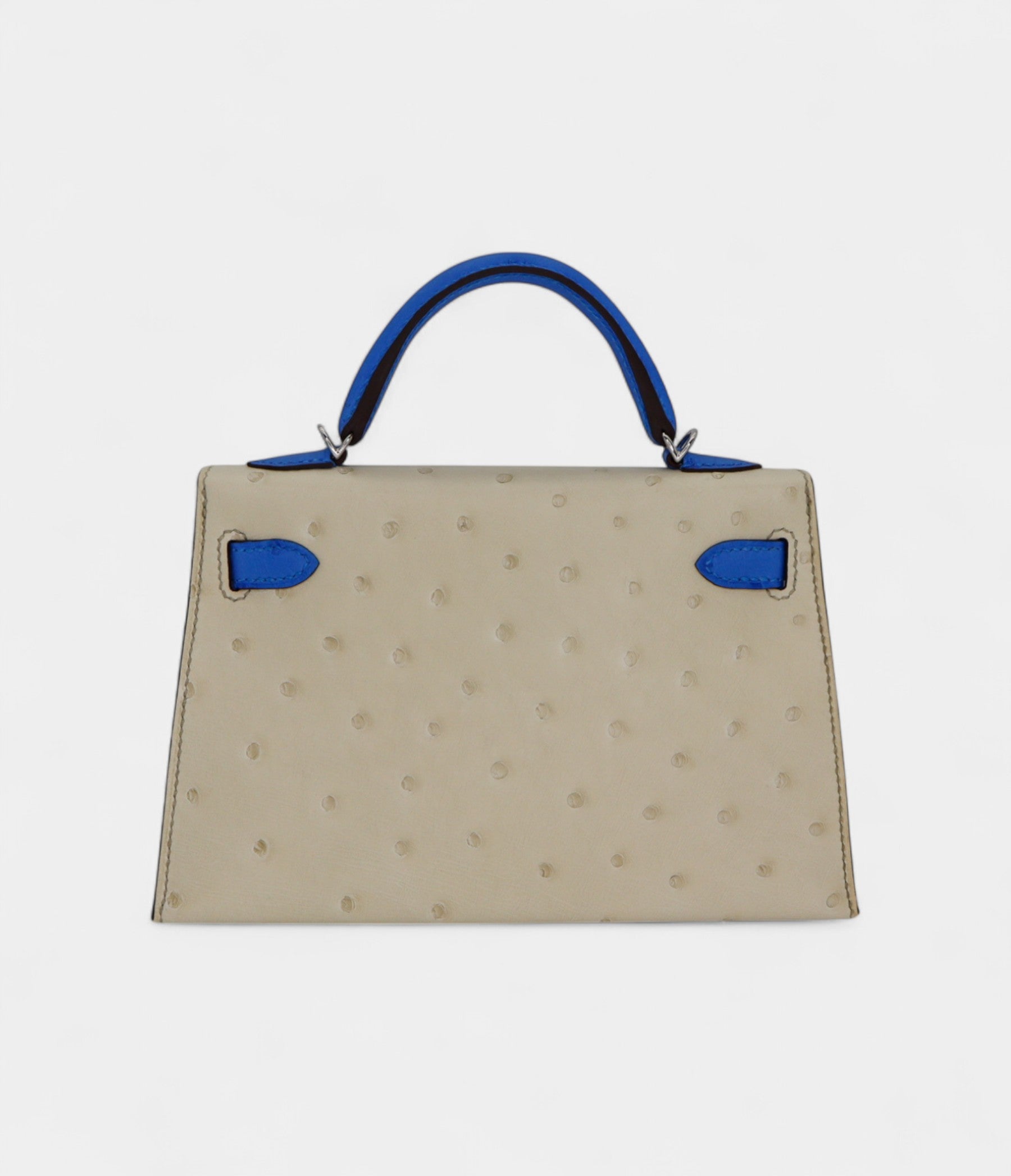 HMKelly II Sellier Mini Beton/Bluette Ostrich Palladium Hardware