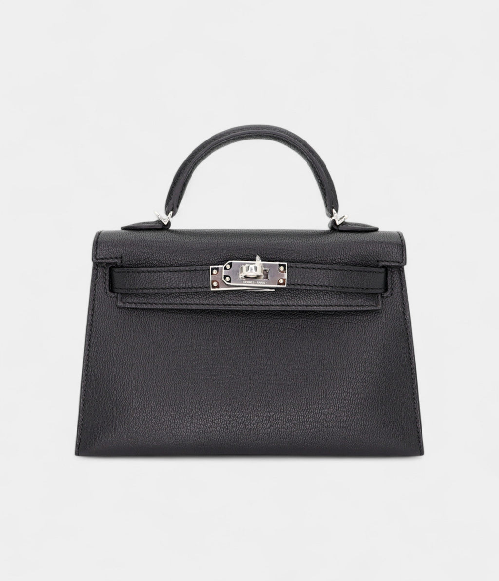 HMKelly II Sellier Mini Black/Rouge H Chevre Leather Palladium Hardware