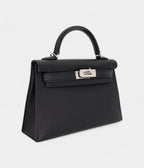 HMKelly II Sellier Mini Black/Rouge H Chevre Leather Palladium Hardware