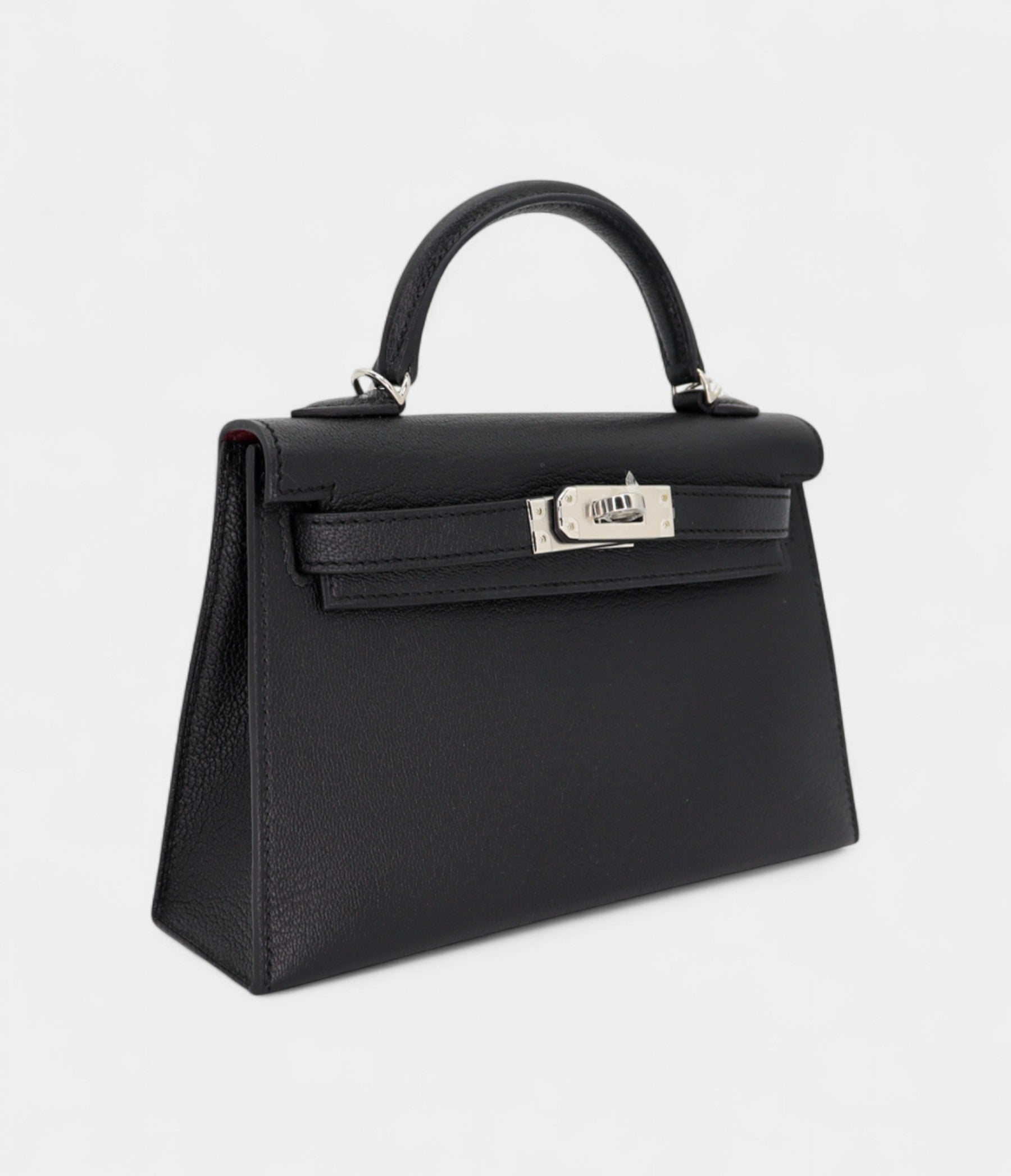 HMKelly II Sellier Mini Black/Rouge H Chevre Leather Palladium Hardware