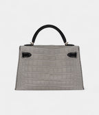 HMKelly II Sellier Mini Gris Perle/Black Matte Alligator Permabrass Hardware