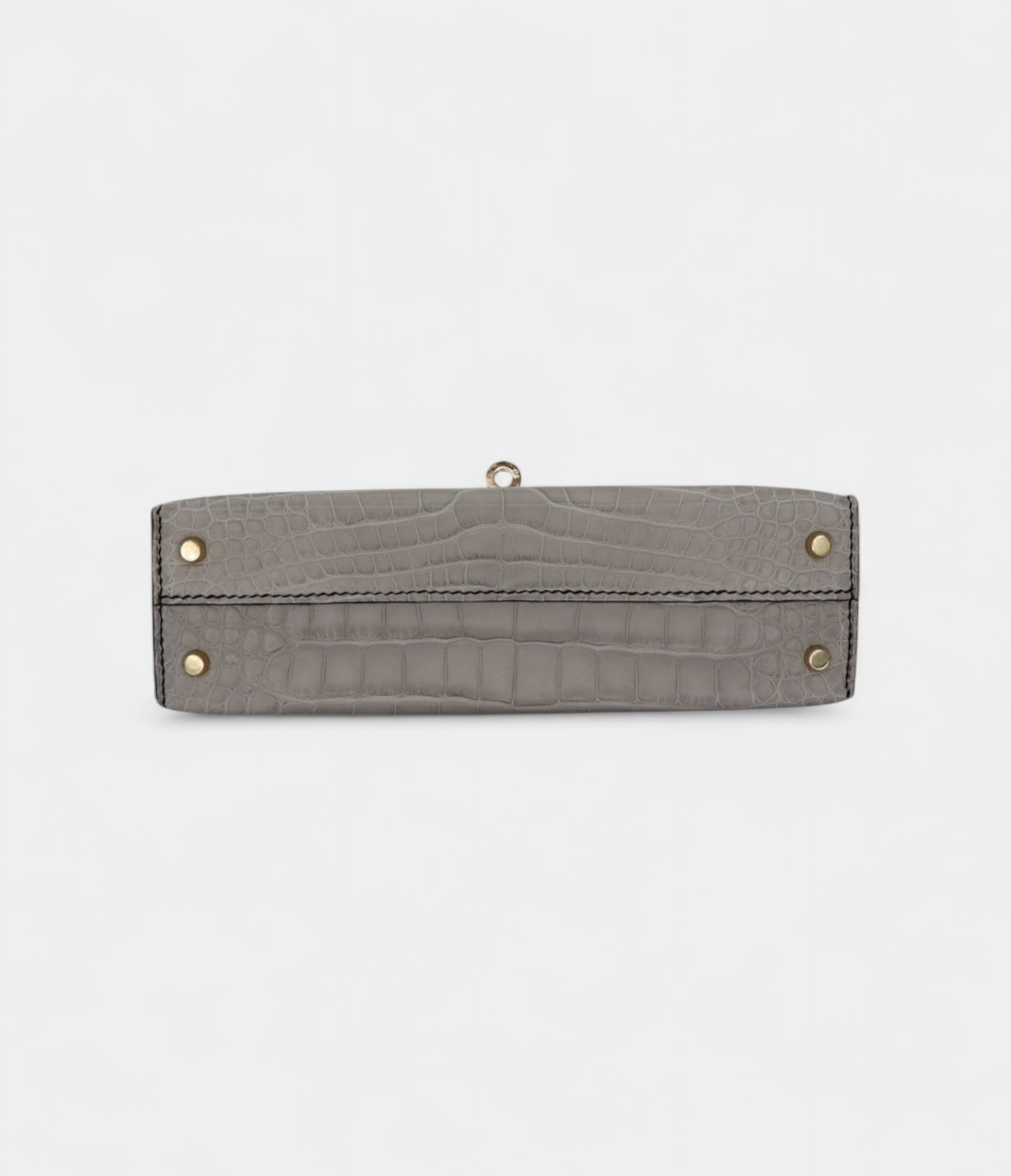 HMKelly II Sellier Mini Gris Perle/Black Matte Alligator Permabrass Hardware