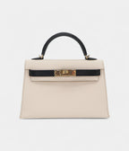 HMKelly II Sellier Mini Nata/Black Chèvre Leather Permabrass Hardware