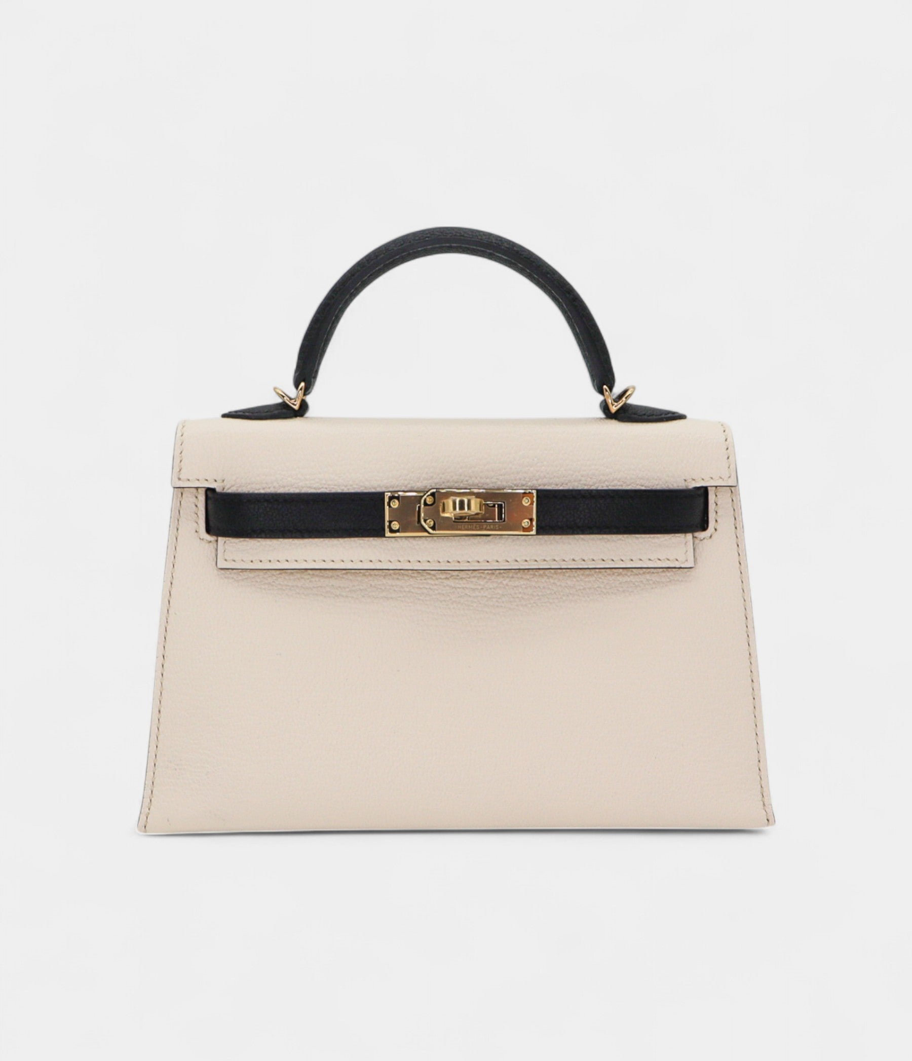 HMKelly II Sellier Mini Nata/Black Chèvre Leather Permabrass Hardware
