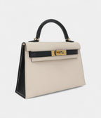 HMKelly II Sellier Mini Nata/Black Chèvre Leather Permabrass Hardware
