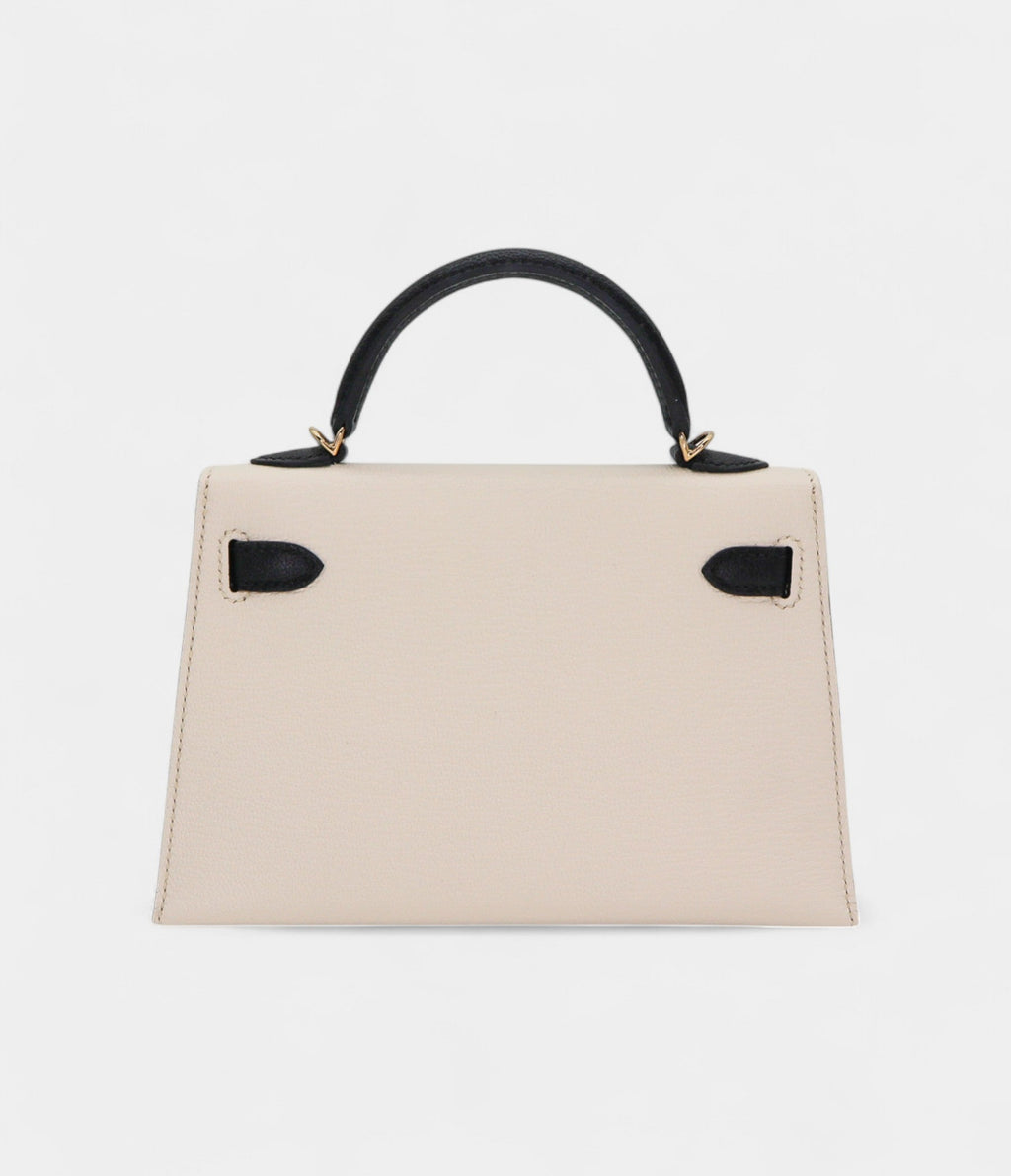 HMKelly II Sellier Mini Nata/Black Chèvre Leather Permabrass Hardware