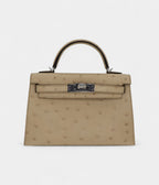 HMKelly II Sellier Mini Parchemin Ostrich Palladium Hardware