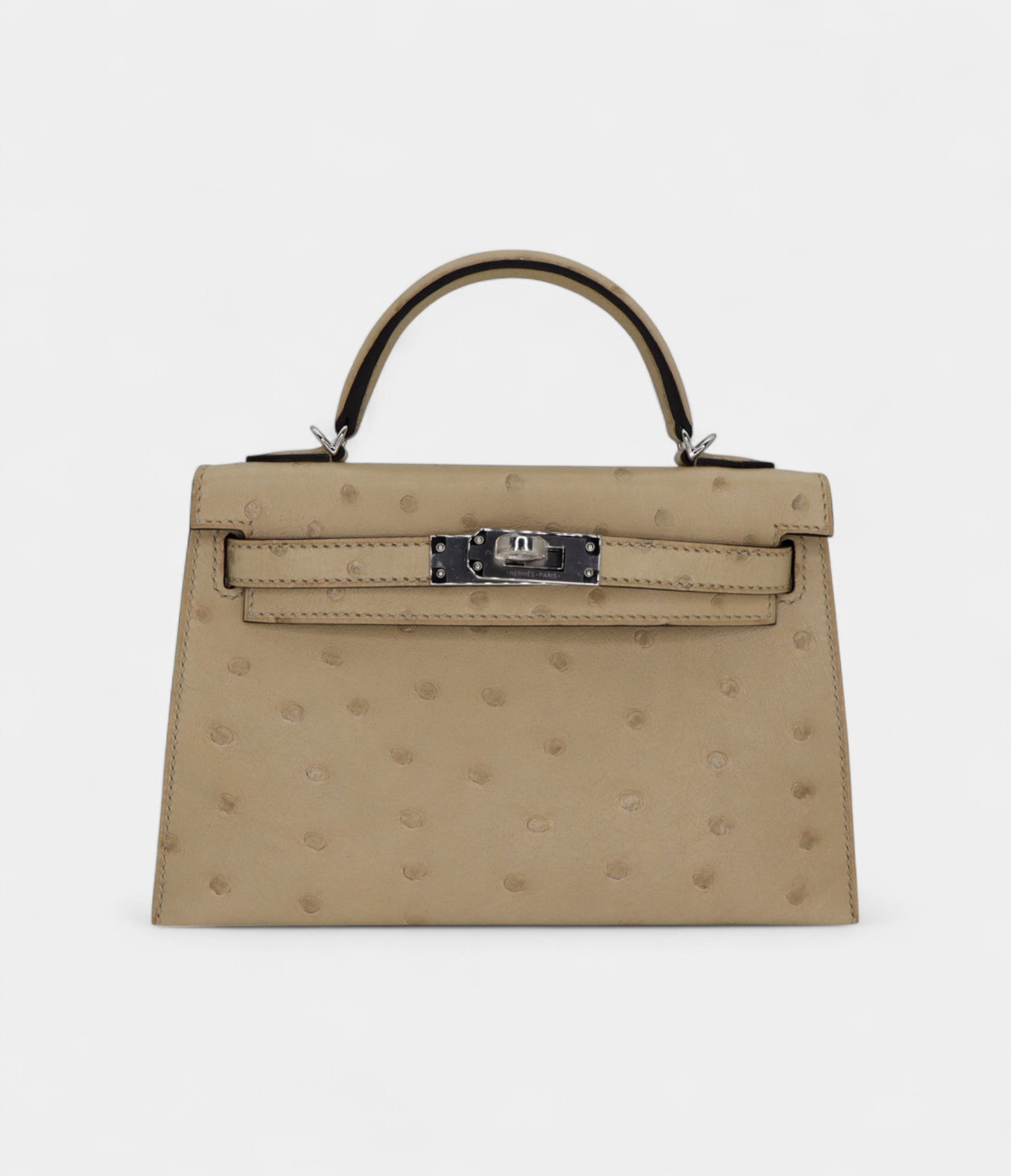 HMKelly II Sellier Mini Parchemin Ostrich Palladium Hardware