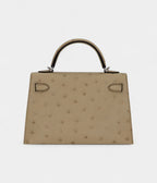 HMKelly II Sellier Mini Parchemin Ostrich Palladium Hardware