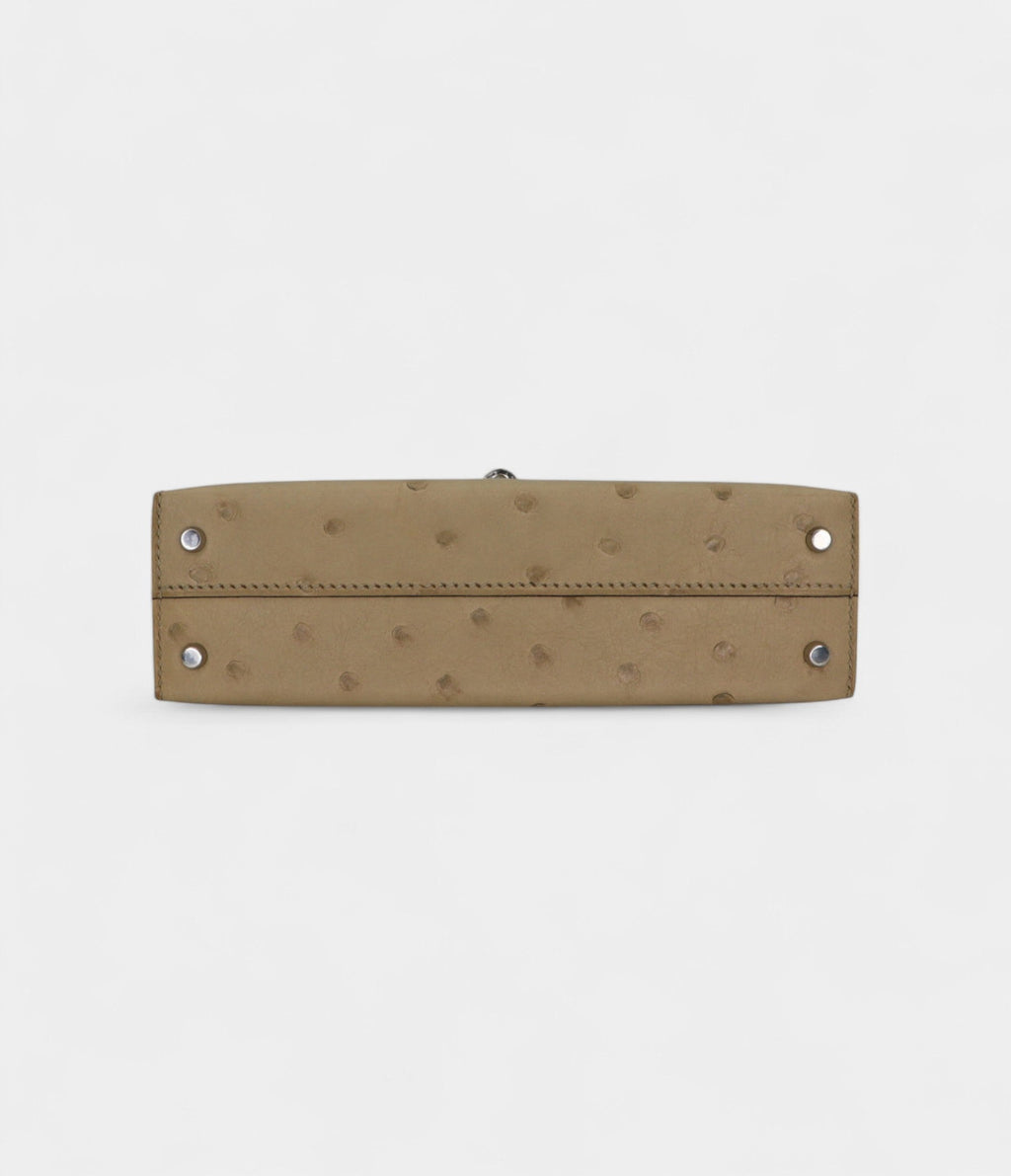 HMKelly II Sellier Mini Parchemin Ostrich Palladium Hardware