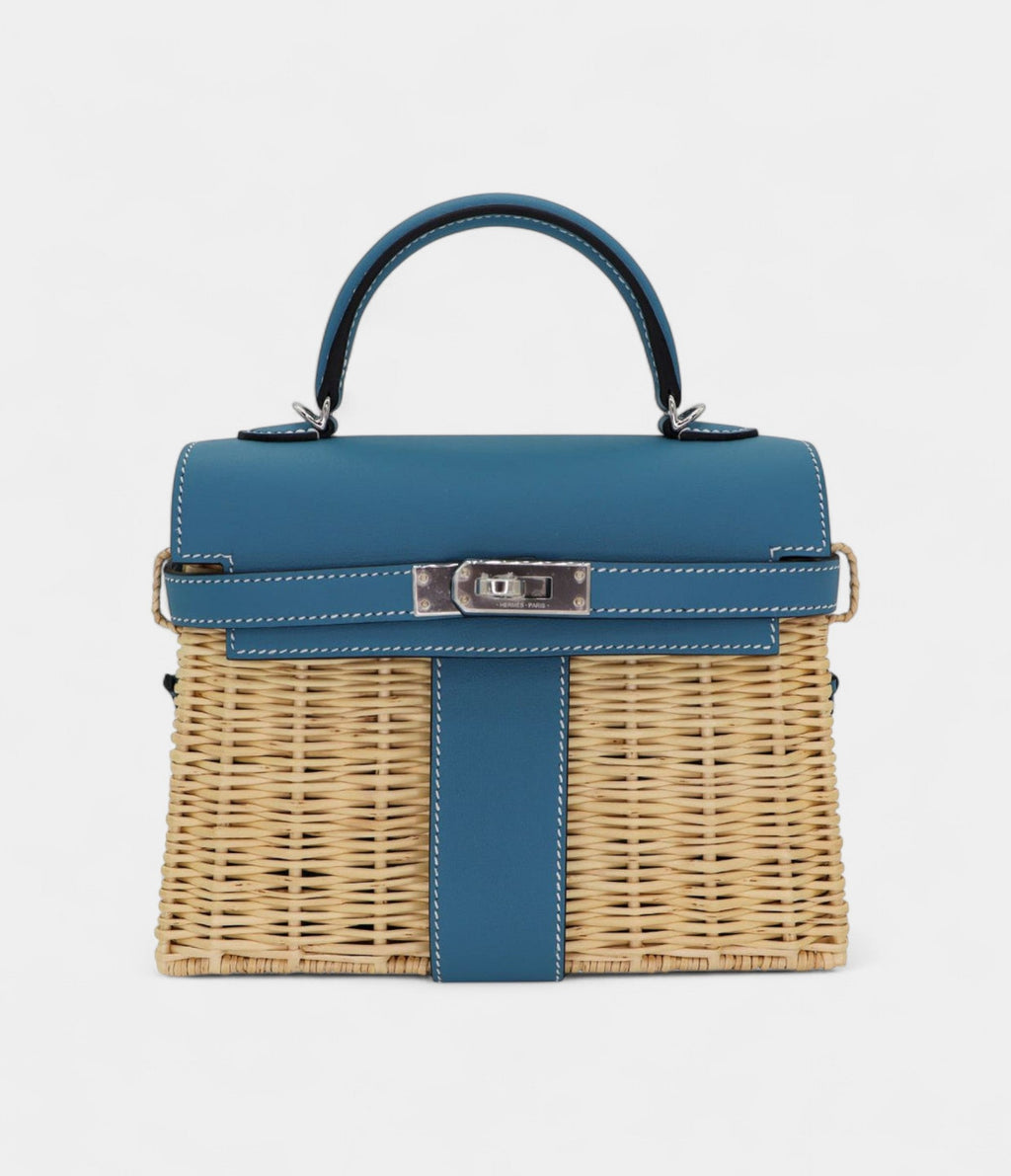 HMKelly II Sellier Mini Picnic Bleu Jean Swift Leather Palladium Hardware