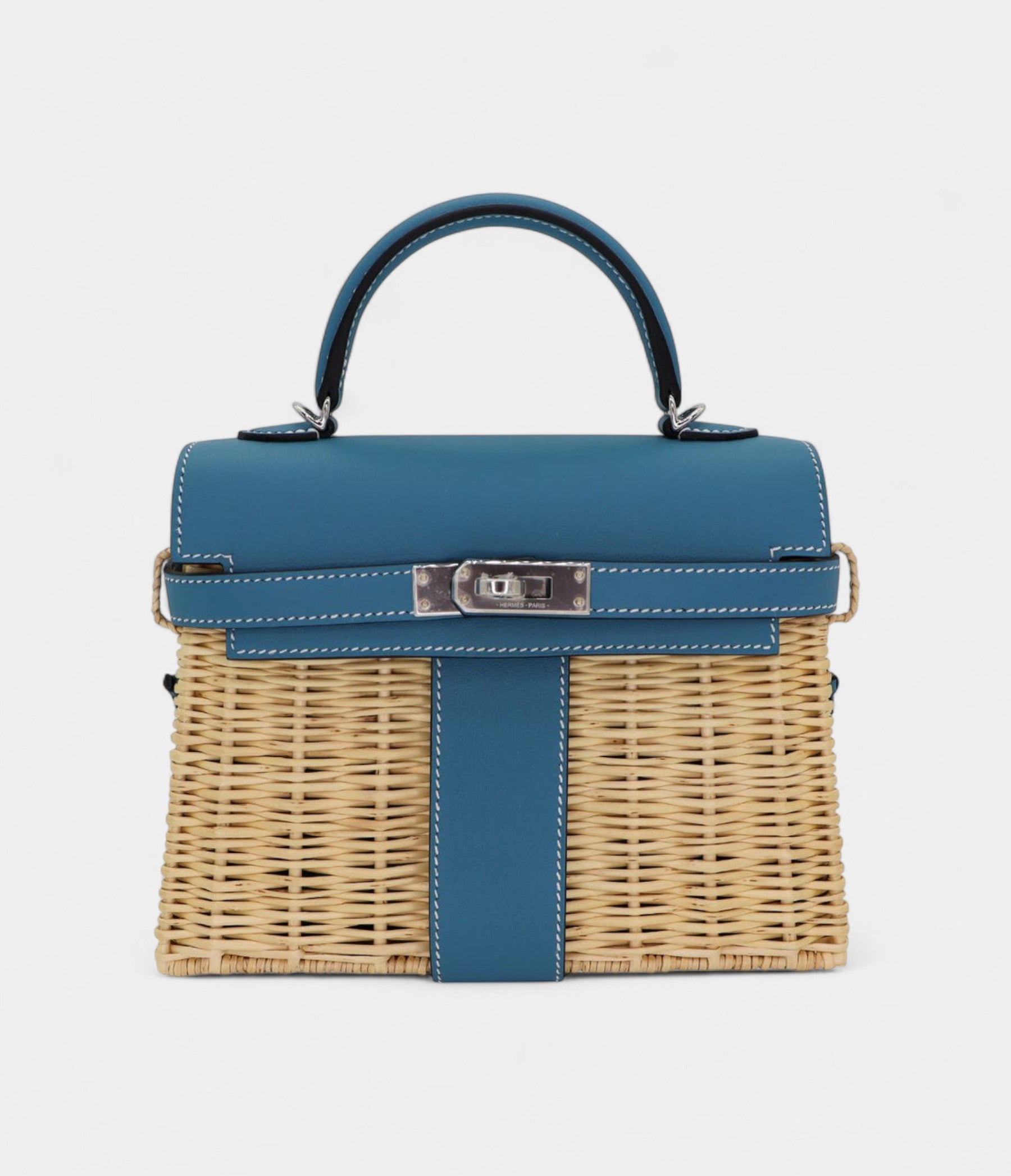 HMKelly II Sellier Mini Picnic Bleu Jean Swift Leather Palladium Hardware