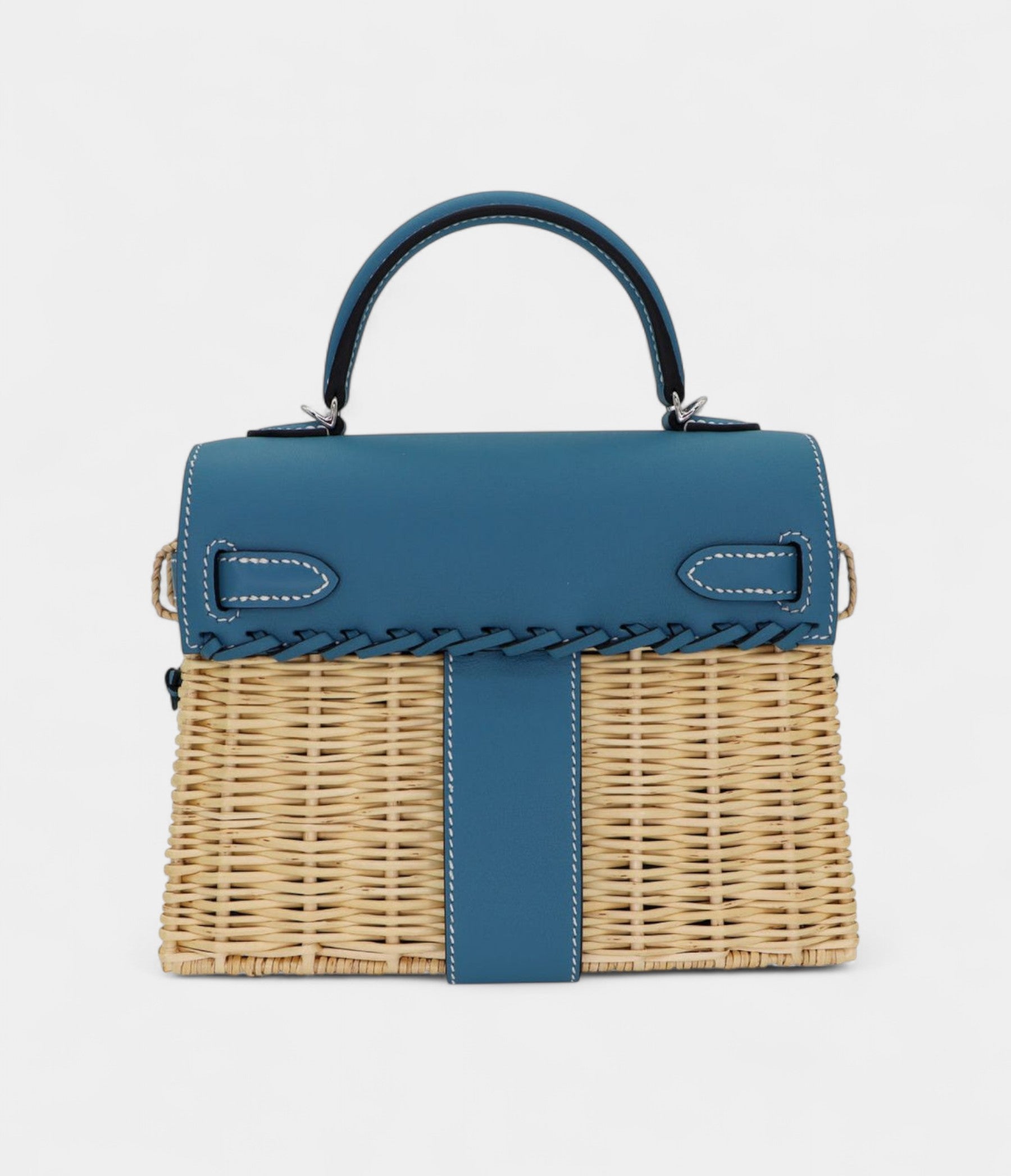 HMKelly II Sellier Mini Picnic Bleu Jean Swift Leather Palladium Hardware