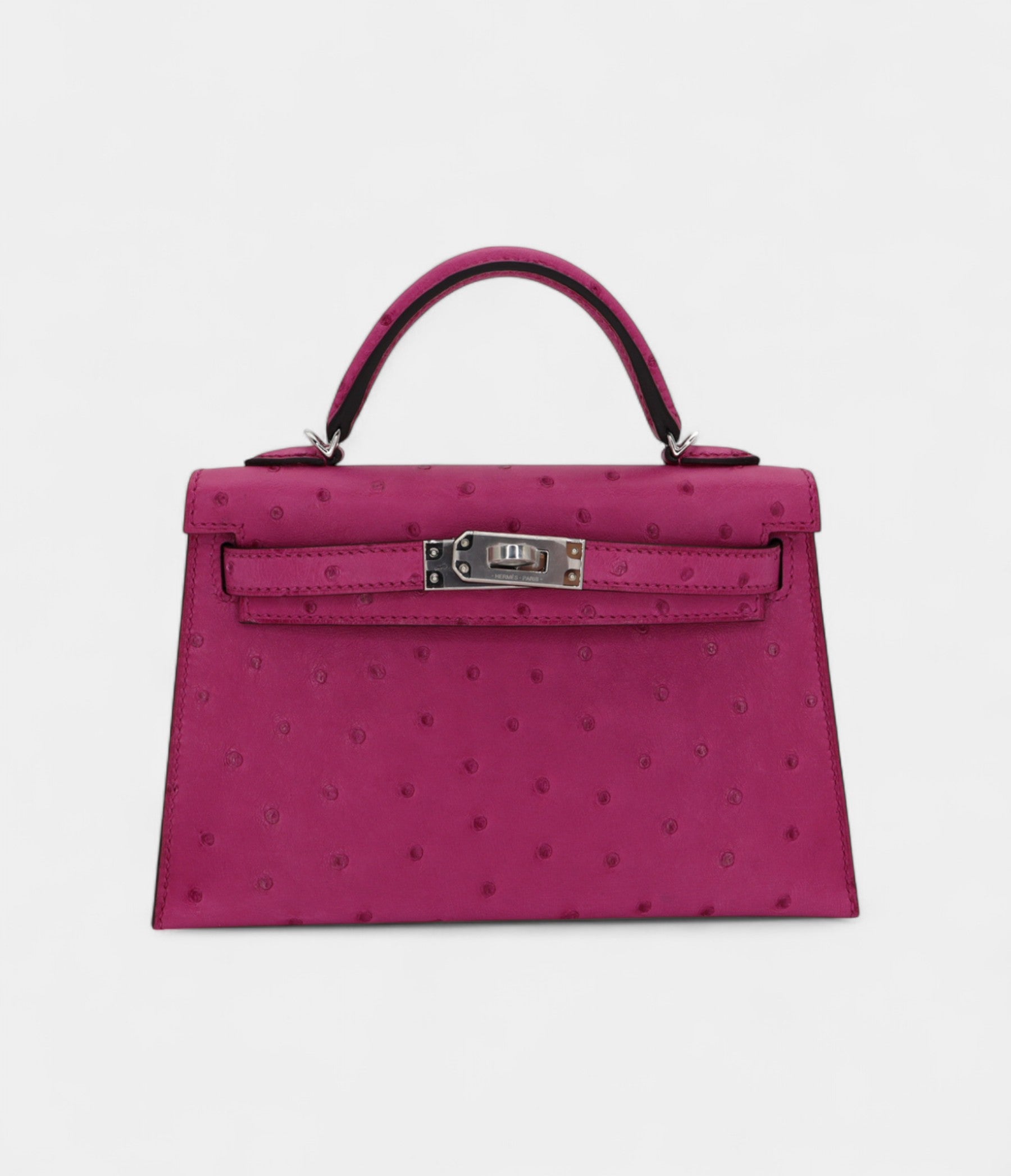 HMKelly II Sellier Mini Rose Poupre Ostrich Palladium Hardware