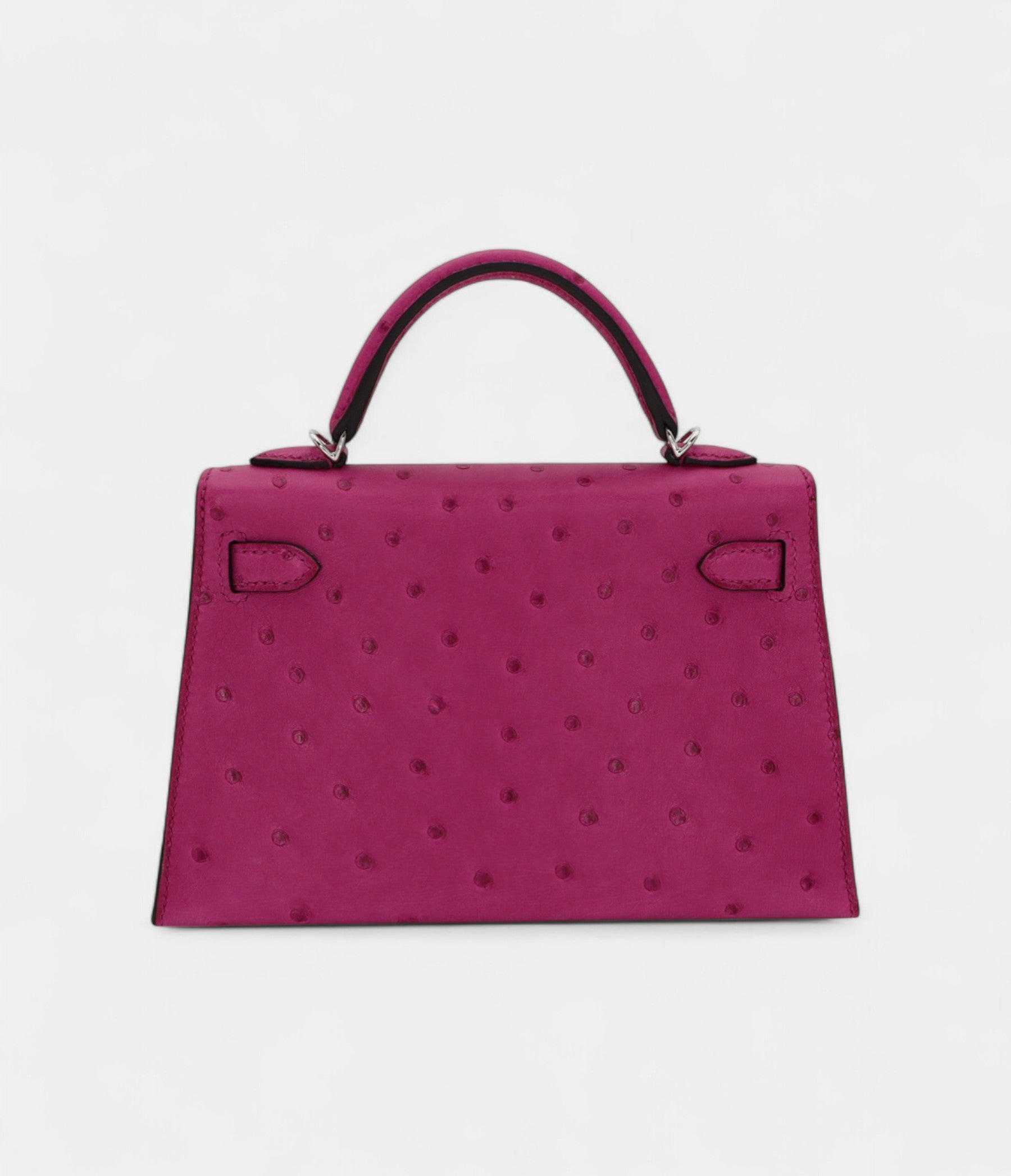 HMKelly II Sellier Mini Rose Poupre Ostrich Palladium Hardware