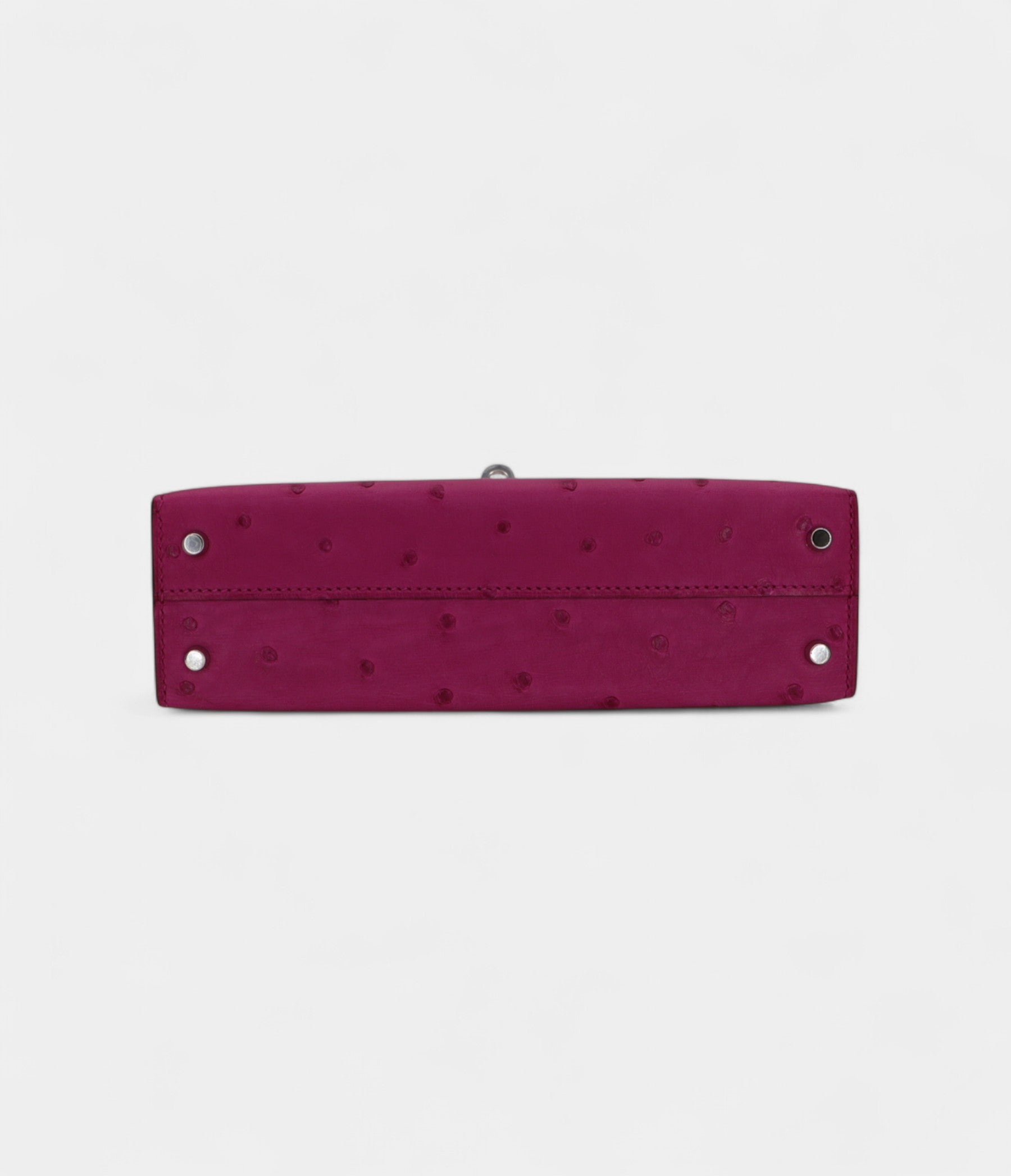 HMKelly II Sellier Mini Rose Poupre Ostrich Palladium Hardware