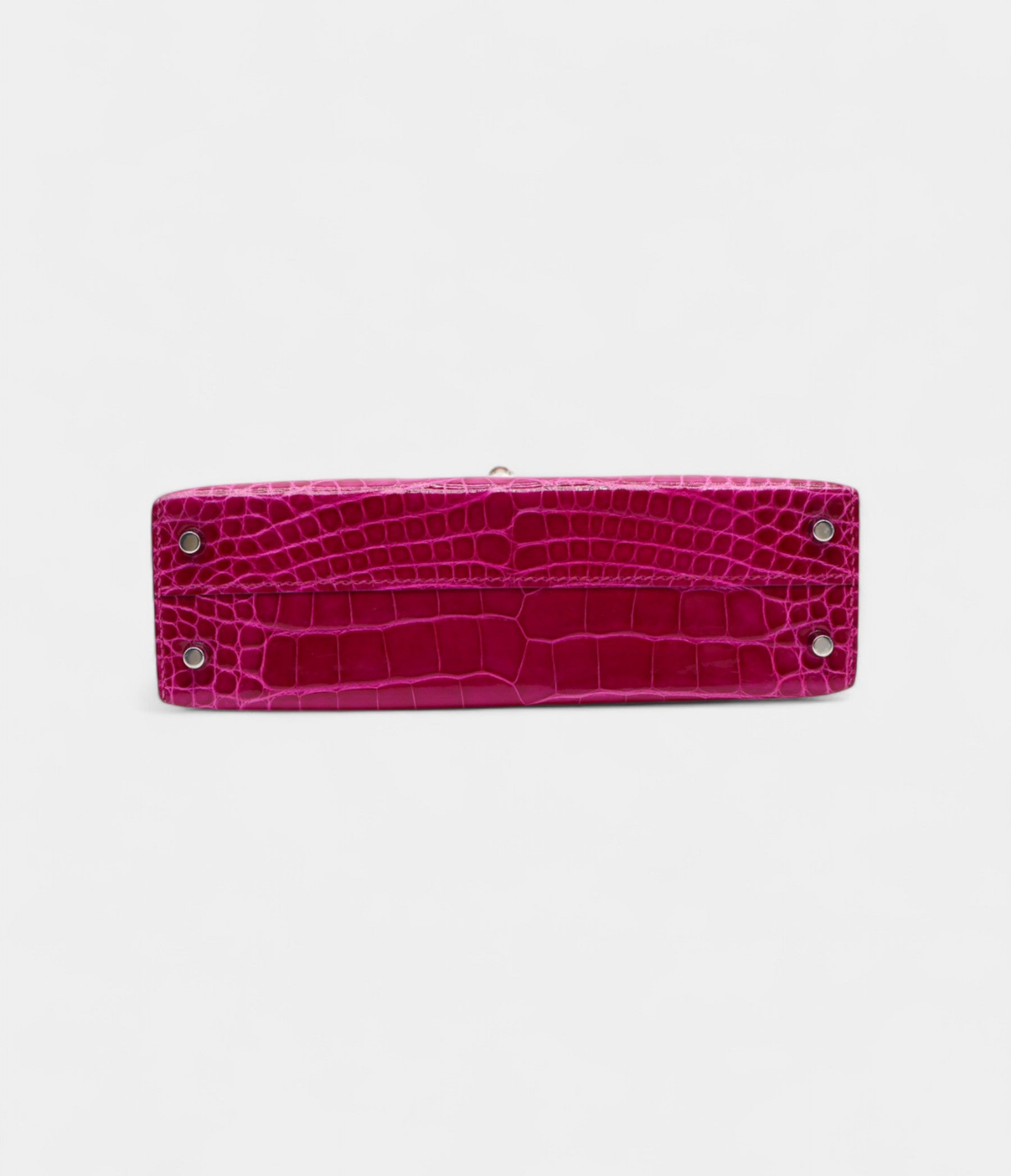 HMKelly II Sellier Mini Rose Poupre Shiny Alligator Palladium Hardware
