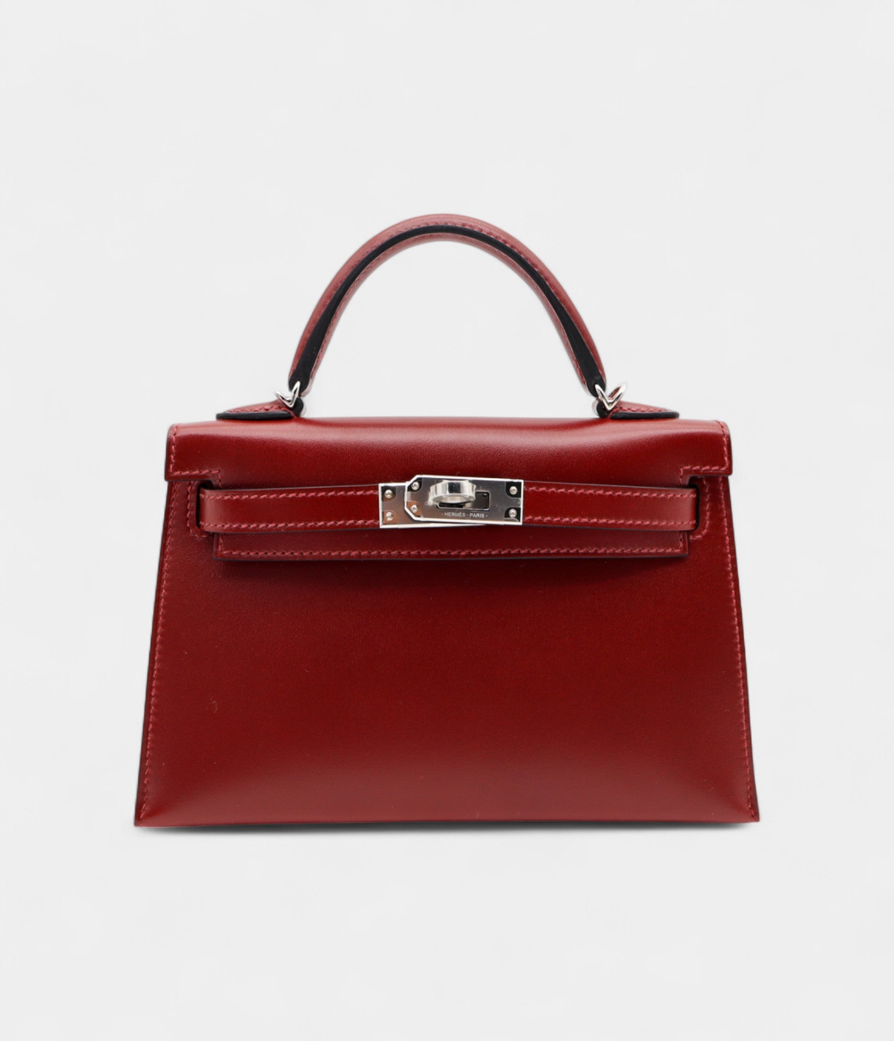 HMKelly II Sellier Mini Rouge H Box Calf Leather Palladium Hardware