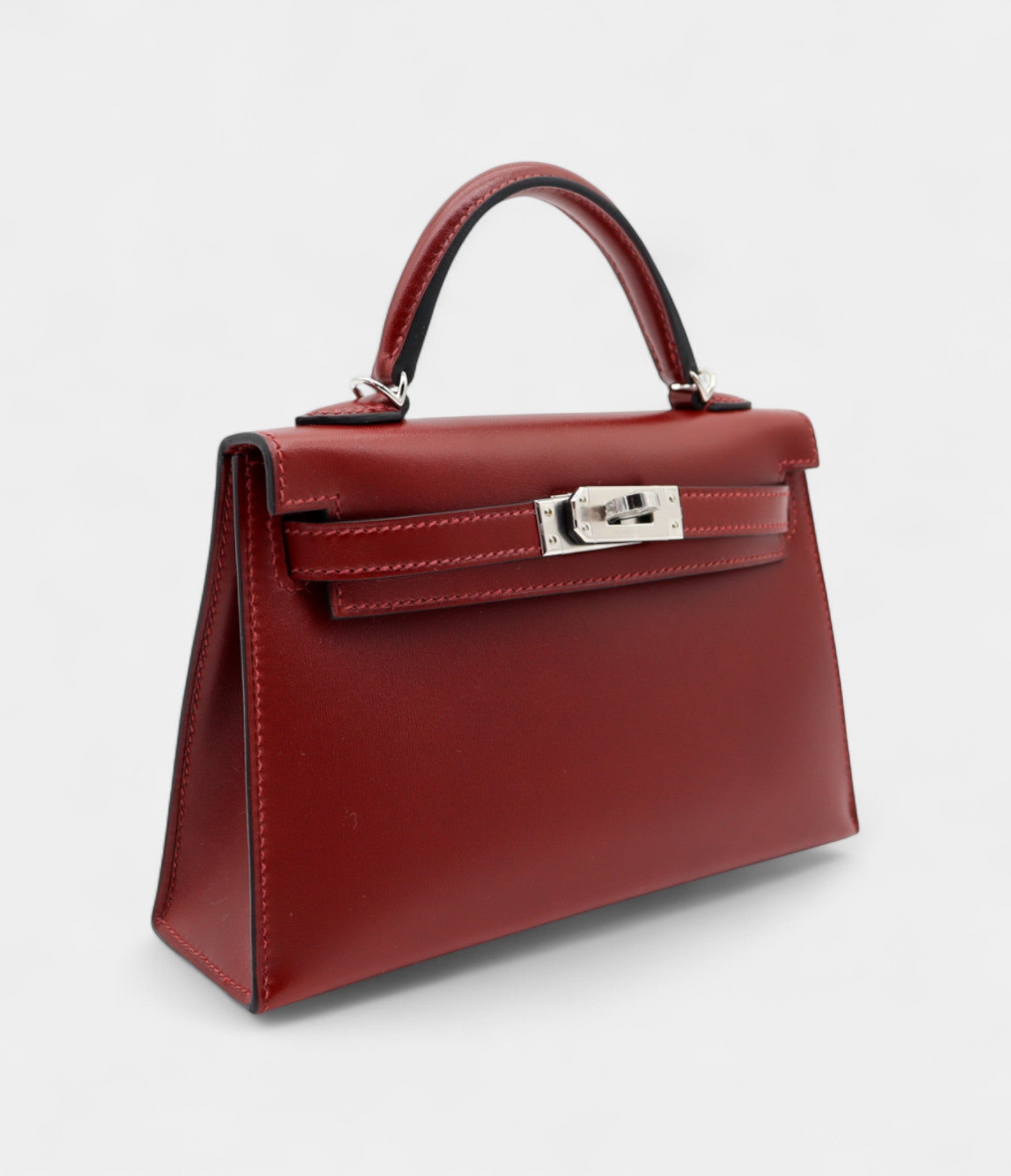 HMKelly II Sellier Mini Rouge H Box Calf Leather Palladium Hardware
