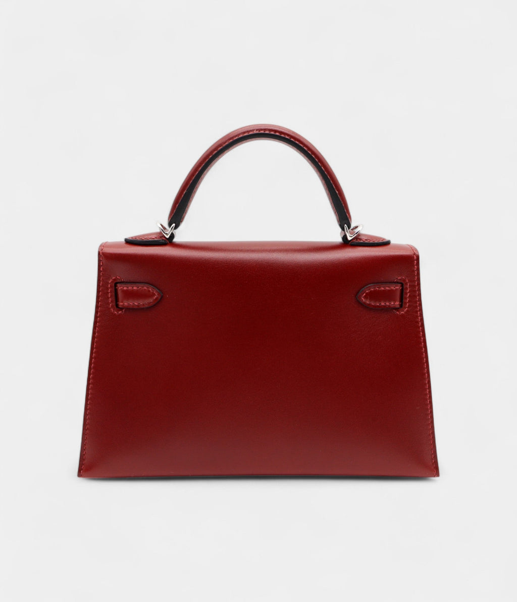 HMKelly II Sellier Mini Rouge H Box Calf Leather Palladium Hardware