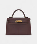 HMKelly II Sellier Mini Verso Havane/Gris Touretelle Chèvre Leather Gold Hardware