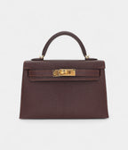 HMKelly II Sellier Mini Verso Havane/Gris Touretelle Chèvre Leather Gold Hardware