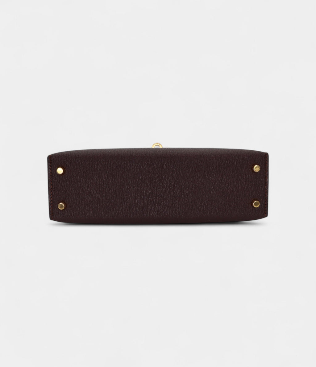 HMKelly II Sellier Mini Verso Havane/Gris Touretelle Chèvre Leather Gold Hardware