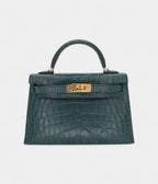 HMKelly II Sellier Mini Vert Cypress Matte Alligator Gold Hardware