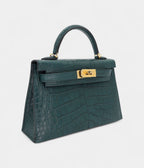 HMKelly II Sellier Mini Vert Cypress Matte Alligator Gold Hardware