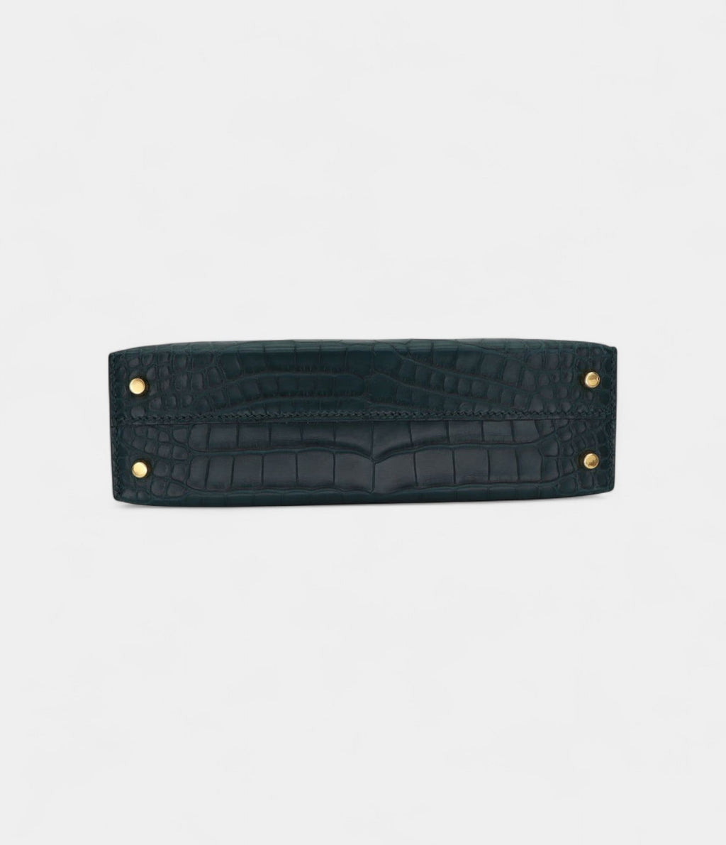 HMKelly II Sellier Mini Vert Cypress Matte Alligator Gold Hardware