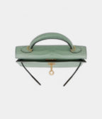 HMKelly II Sellier Mini Vert D'eau Matte Porosus Crocodile Gold Hardware