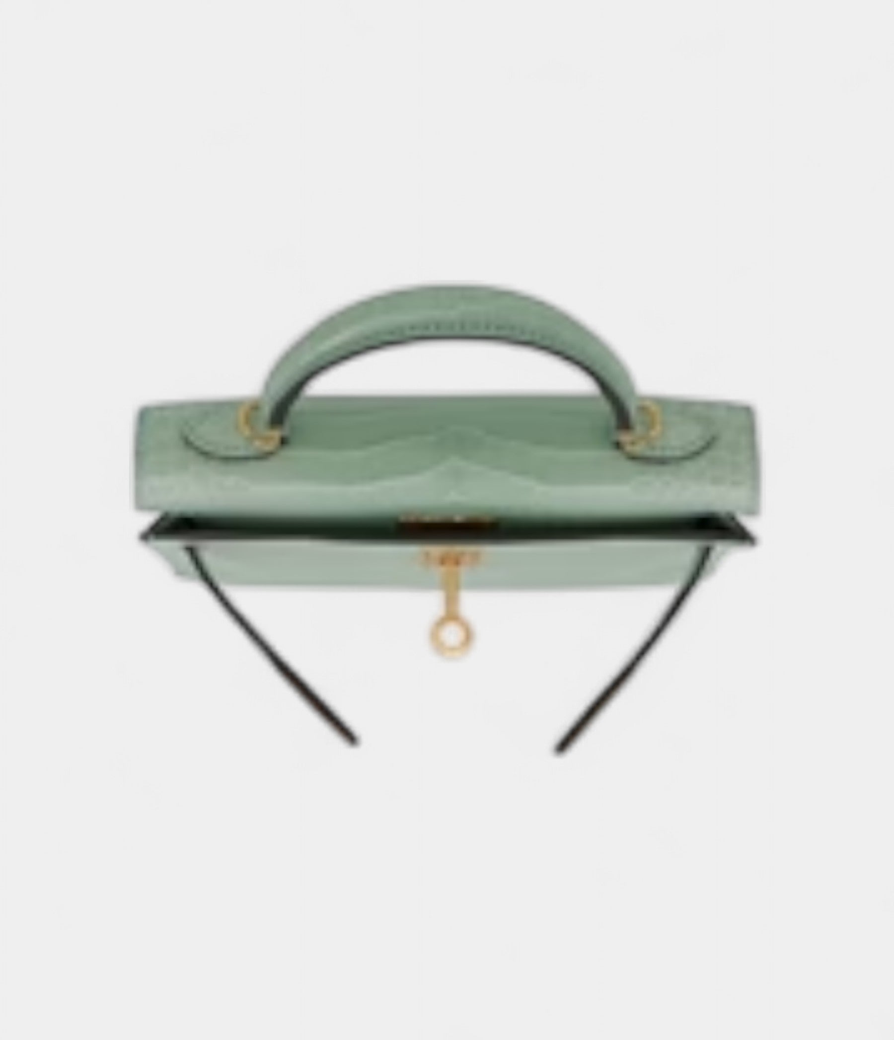 HMKelly II Sellier Mini Vert D'eau Matte Porosus Crocodile Gold Hardware