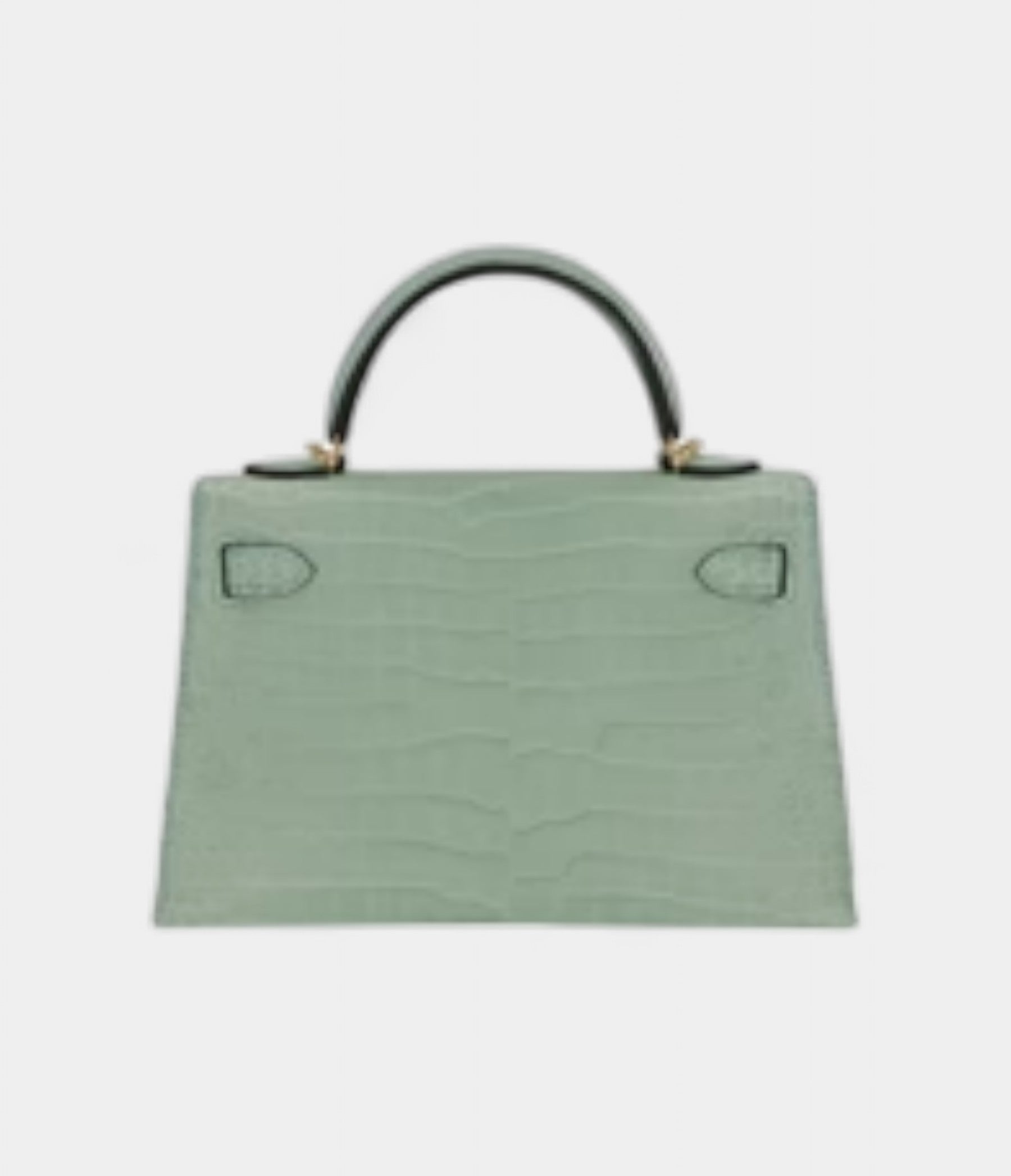 HMKelly II Sellier Mini Vert D'eau Matte Porosus Crocodile Gold Hardware
