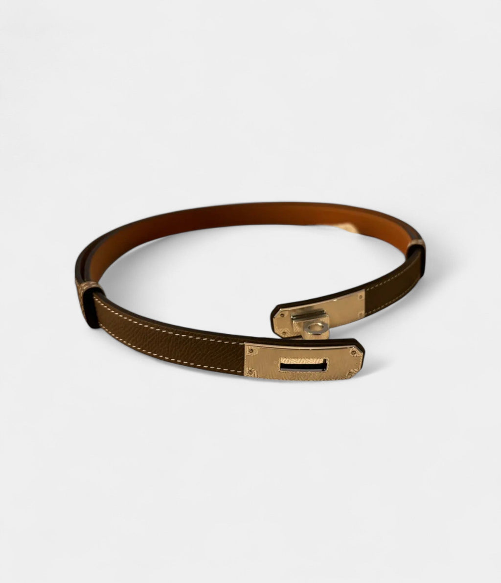 HMKelly Leather Belt in Grey Understated Elegance, Redefined
