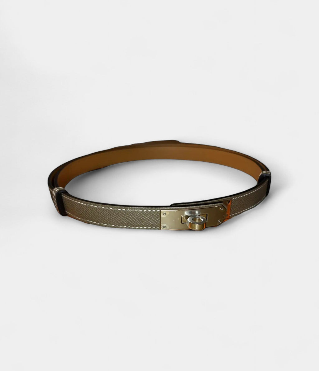HMKelly Leather Belt in Grey Understated Elegance, Redefined