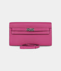 HMKelly Wallet To Go Rose Pourpre Chevre Palladium Hardware