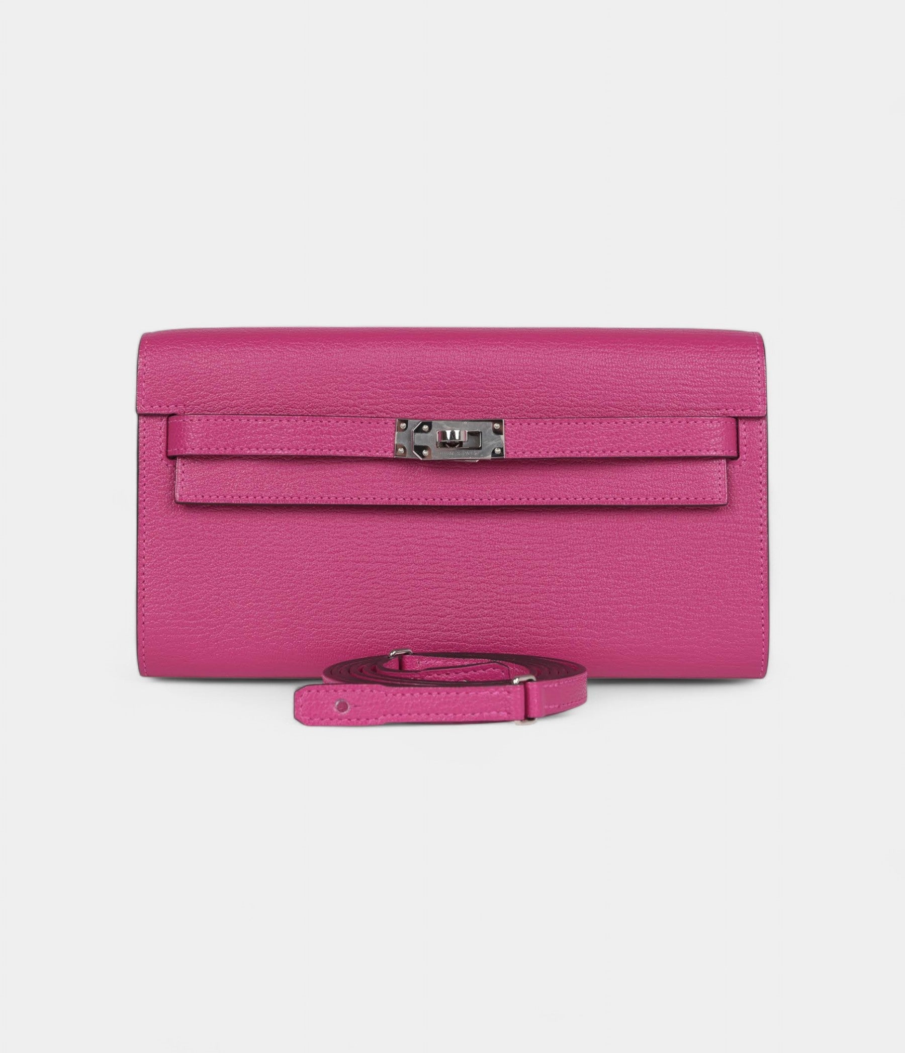 HMKelly Wallet To Go Rose Pourpre Chevre Palladium Hardware