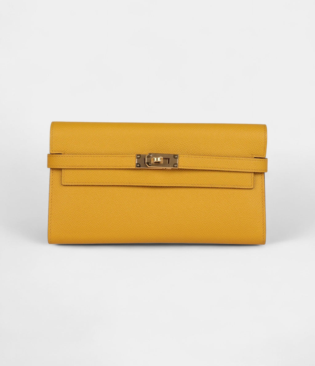 HMKelly Long Wallet Jaune Ambre Epsom Gold Hardware