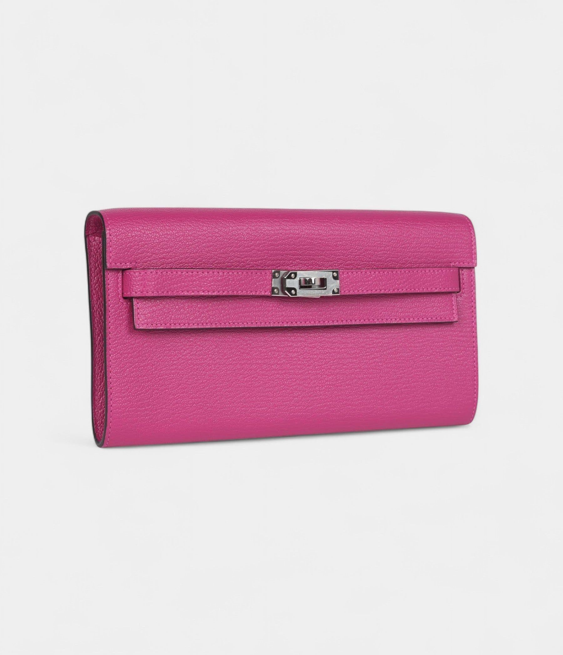 HMKelly Wallet To Go Rose Pourpre Chevre Palladium Hardware