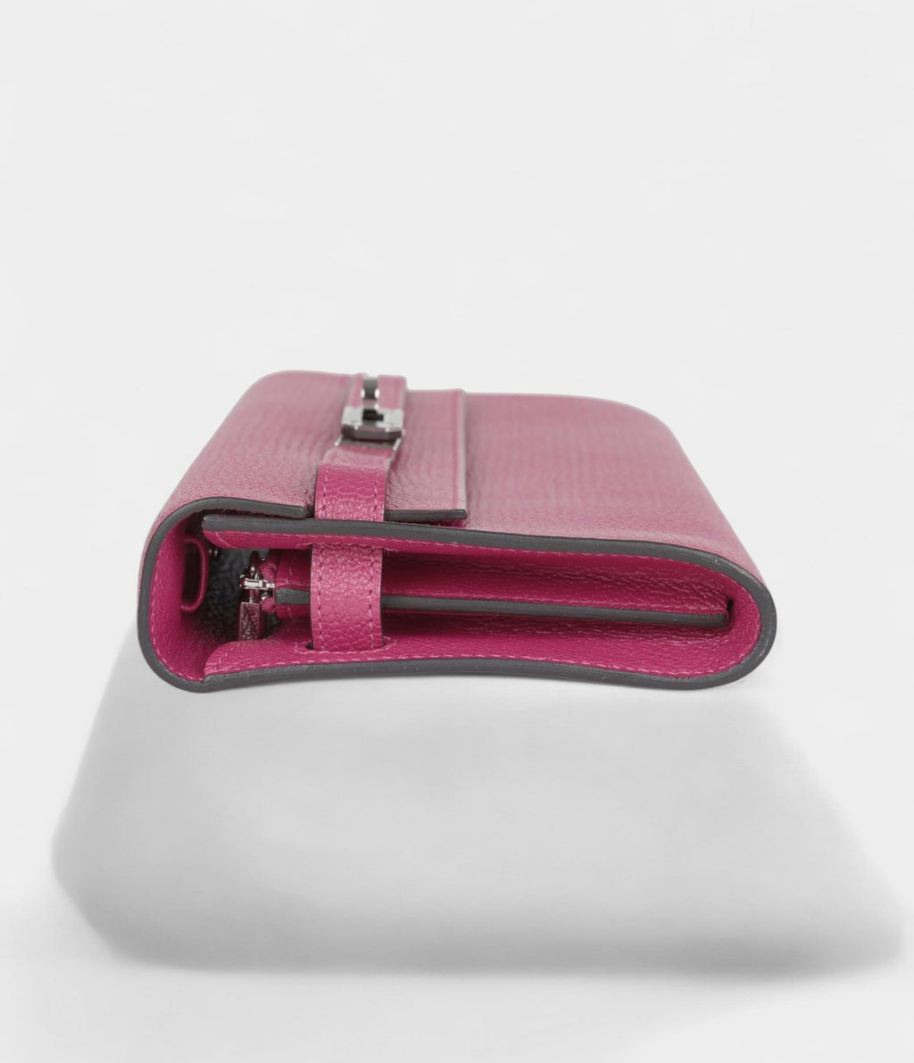 HMKelly Wallet To Go Rose Pourpre Chevre Palladium Hardware
