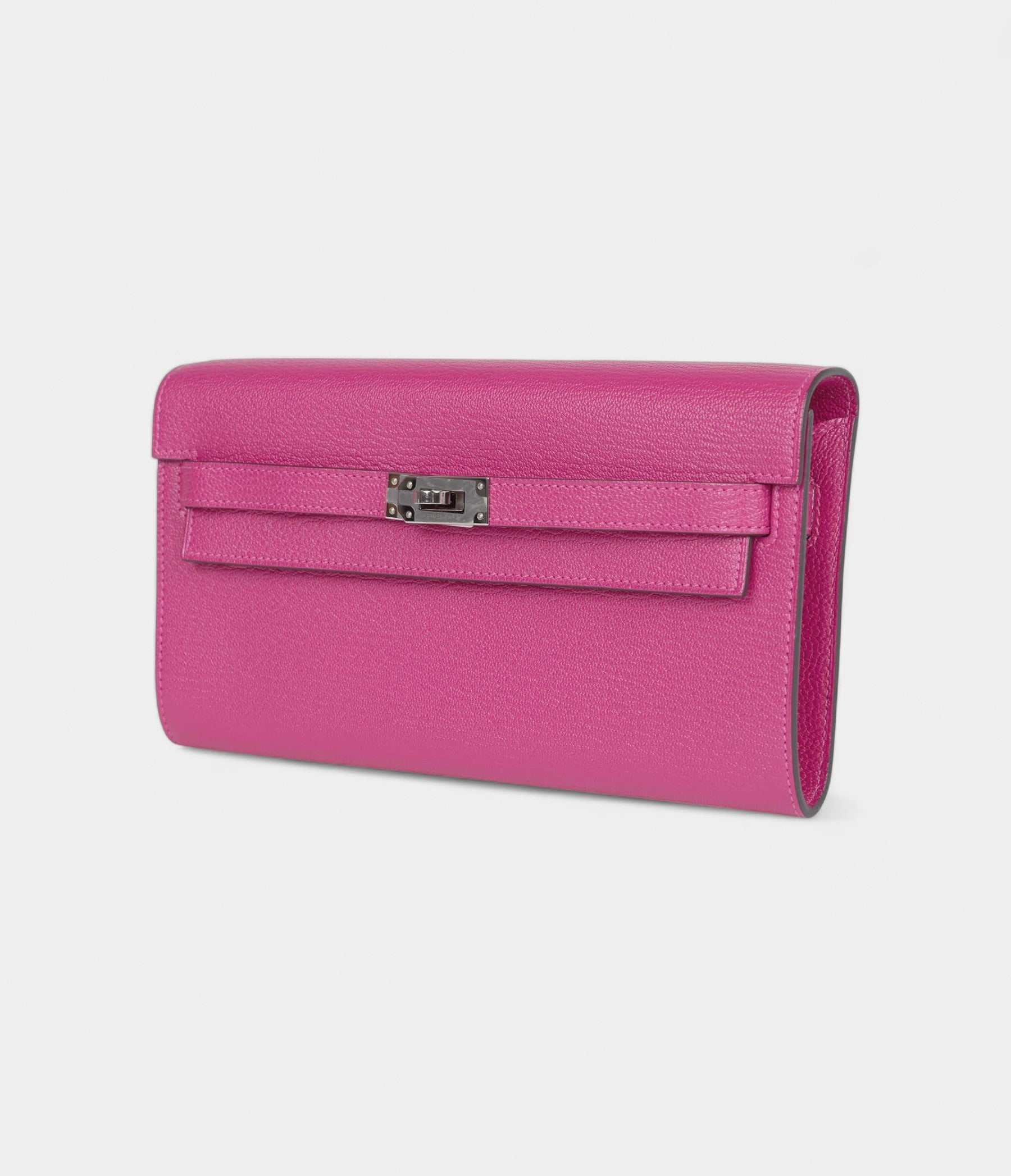 HMKelly Wallet To Go Rose Pourpre Chevre Palladium Hardware