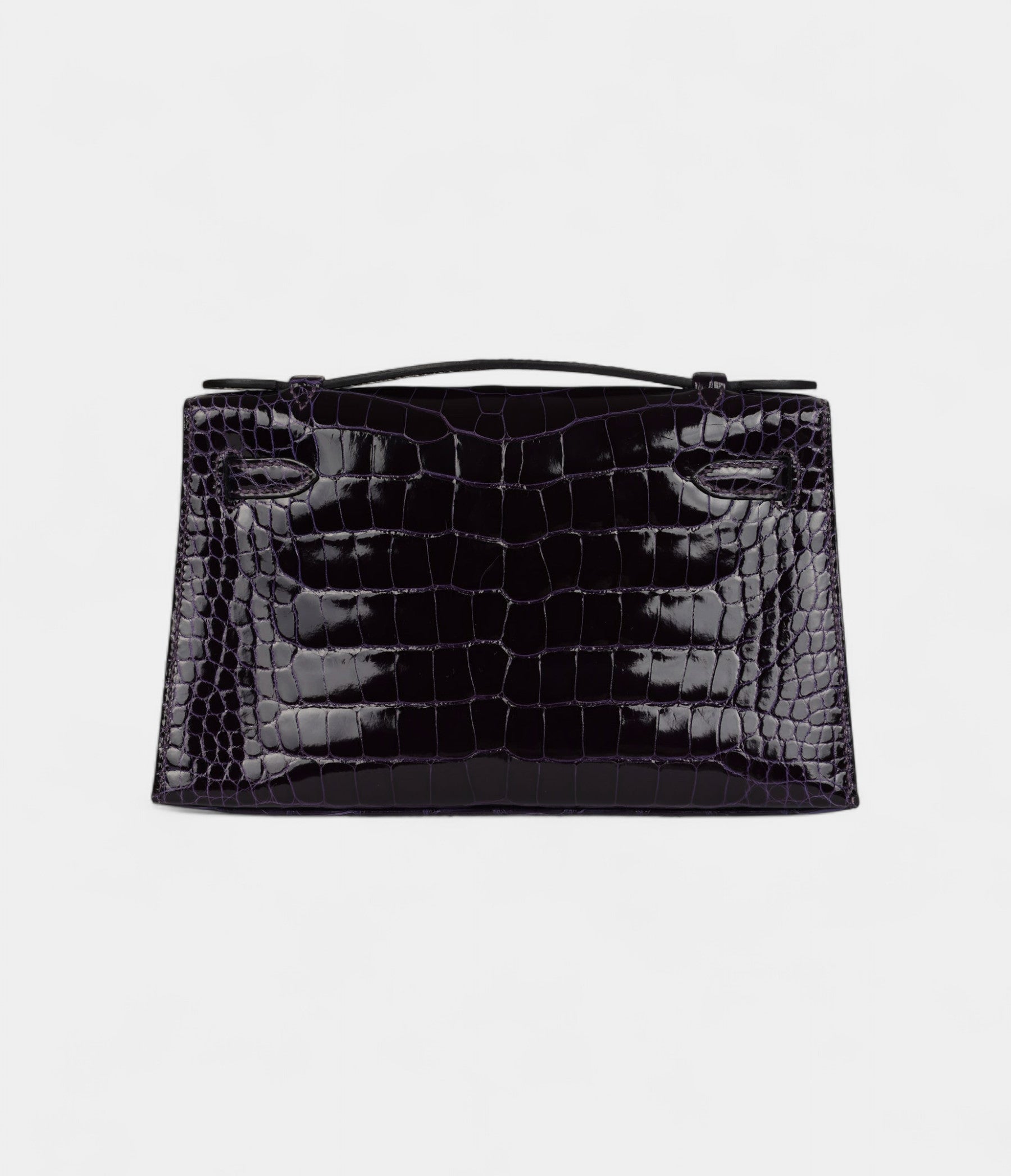 HMKelly Pochette Amethyst Shiny Alligator Gold Hardware
