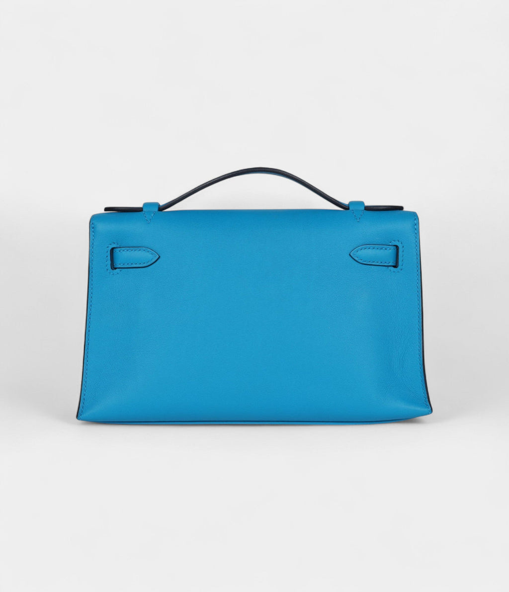HMKelly Pochette Bleu Frida Swift Gold Hardware