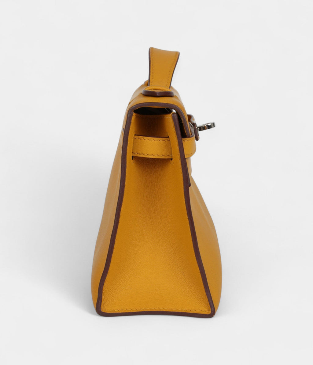 HMKelly Pochette Jaune Ambre Swift Palladium Hardware