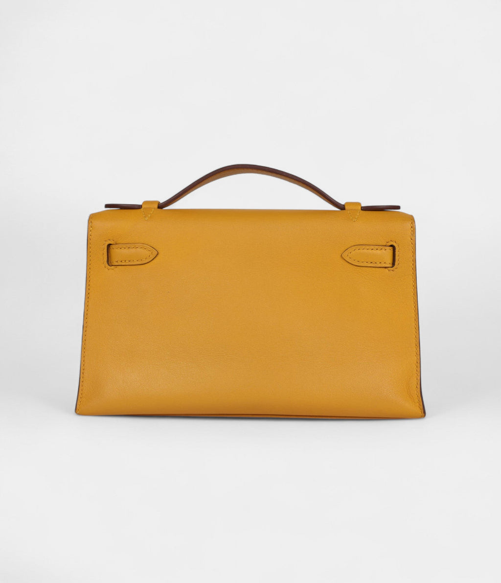 HMKelly Pochette Jaune Ambre Swift Palladium Hardware