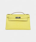 HMKelly Pochette Lime Matte Alligator Palladium Hardware