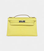 HMKelly Pochette Lime Matte Alligator Palladium Hardware